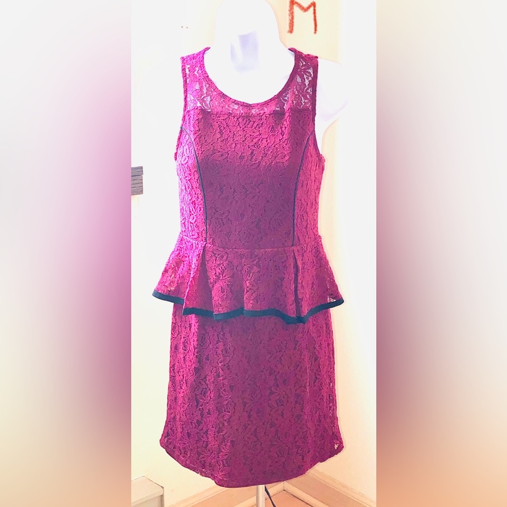 Xhilaration Lace Peplum Mini Dress - Burgundy